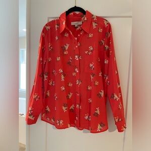 Loft Colorful Floral Long Sleeve Sirt